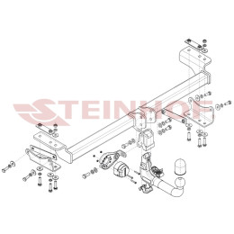 B-011 STEINHOF Фаркоп на BAIC X55 2023-. Невидимый вырез бампера. Тип шара: AV (вертикальное быстросъемное крепление шара на ключе). Нагрузки: 1800/100 кг (без 