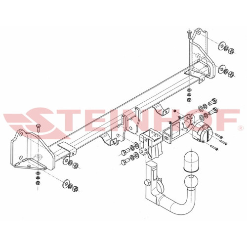 B-075 STEINHOF Фаркоп на BMW 5-Series F07 Gran Turismo 2009-2013 без подрезки бампера. Тип шара: AV (вертикальное быстросъемное крепление шара на ключе). Нагрузки: 2200/100 кг, масса фаркопа 17,6 кг (без электрики в комплекте)