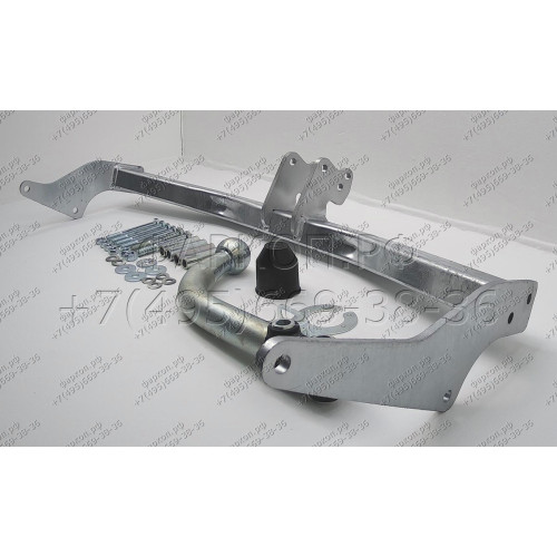 C056A GALIA Полностью оцинкованный фаркоп на FIAT Fiorino Qubo, Fiorino III 2008-2021, Peugeot Bipper 2008-2017, Citroen Nemo 2008-2015. Тип шара: A. Без выреза бампера. Нагрузки: 1100/60 кг, масса фаркопа 11,42 кг