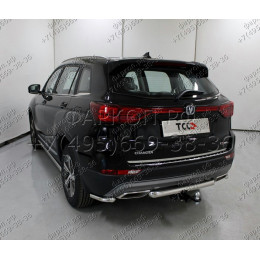 TCU00161 ТСС Фаркоп на Changan CS75 FL 2020-2023. Невидимая подрезка бампера. Тип шара: E (шаровый узел под американский квадрат). Нагрузки: 1200/75 кг