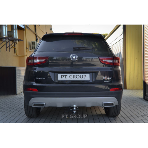 CPP-17-991122.00 PT GROUP Фаркоп на Changan CS55 2017-2023 без подрезки бампера. Тип шара: E (легкосъемный шар под квадрат). Нагрузки: 1350/75 кг, масса фаркопа 19,6 кг (без электрики в комплекте)