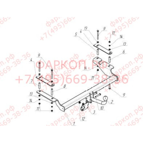 CV 07 AVTOS Фаркоп на Chevrolet Nexia 2020-, Ravon Nexia R3 2015-2020, Chevrolet Aveo седан 2002-2012. Необходима подрезка бампера. Тип шара: A. Нагрузки: 750/50 кг, масса фаркопа 16,5 кг (без электрики в комплекте)