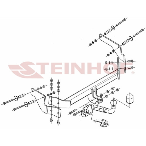 F-072 STEINHOF Фаркоп на Citroen Nemo 2009-2015, FIAT Fiorino 2008-2021, FIAT Qubo 2008-2021, Peugeot Bipper 2008-2017. Требуется подрезка бампера. Тип шара: A. Нагрузки: 1300/75 кг, масса фаркопа 13,8 кг (без электрики в комплекте)