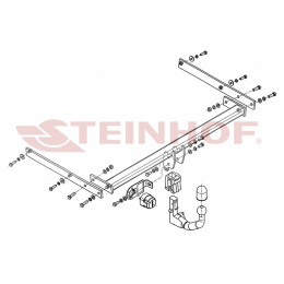 F-206 STEINHOF Фаркоп на Ford C-MAX, GRAND C-MAX 2010-2019 без подрезки бампера. Тип шара: AV (вертикальное быстросъемное крепление шара на ключе). Нагрузки: 1800/100 к