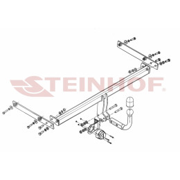 F-247 STEINHOF Фаркоп на Ford Fiesta хетчбек 3/5 дверей 2008-2017. Требуется подрезка бампера. Тип шара: A. Нагрузки: 1000/50 кг, масса фаркопа 15,2 кг (без электрики 