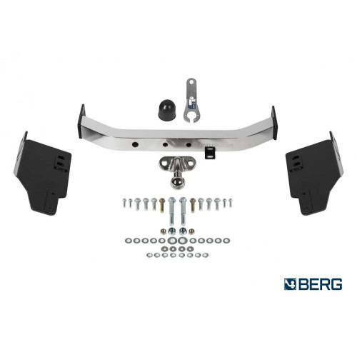 F.5714.005 BERG Фаркоп с нержавеющей накладкой на Toyota Land Cruiser Prado 150 Black Onyx 2020-2023 без снятия и подрезки бампера. Тип шара: F. Нагрузки: 1500/75 кг, масса фаркопа 21 кг (без электрики в комплекте)