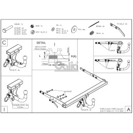 F114C GALIA Полностью оцинкованный фаркоп на Ford Galaxy 2006-2015, Ford S-MAX 2006-2015. Подрозетник убирается за бампер. Тип шара: C (горизонтальный съемный). Неви