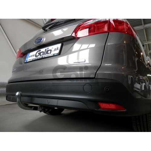 F119A GALIA Полностью оцинкованный фаркоп на Ford Focus III универсал 2011-2018. Подрозетник убирается за бампер. Тип шара: A. Без выреза бампера. Нагрузки: 1600/75 кг, масса фаркопа 18,02 кг