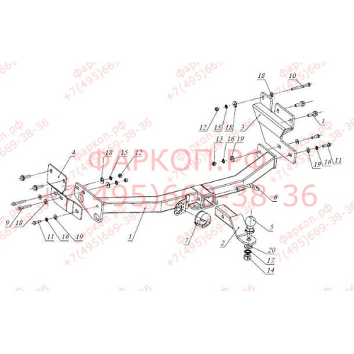 FA 0595-E Бизон Фаркоп на Great Wall Hover H5 2010-2016, Haval H5 2020-2021, DW Hower H5 2017-2019 без подрезки бампера. Тип шара: E (легкосъемный шар под квадрат). Нагрузки: 2800/120 кг. Не комплектуется электрикой