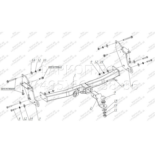 FA 0978-E Бизон Фаркоп на Mitsubishi Pajero IV 2007-2020, Mitsubishi Pajero III 2000-2007 без подрезки бампера. Тип шара: E (легкосъемный шар под квадрат). Нагрузки: 3500/120 кг. Не комплектуется электрикой