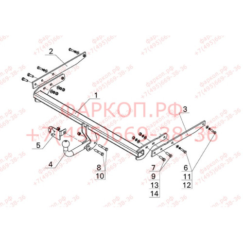 FD 31 AVTOS Фаркоп на Ford Kuga 2013-2019 без подрезки бампера. Тип шара: A. Нагрузки: 2000/100 кг, масса фаркопа 17 кг (без электрики в комплекте)
