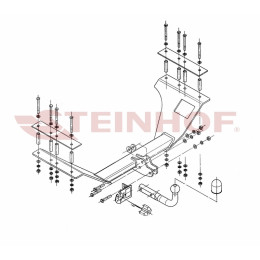 H-034 STEINHOF Фаркоп на Honda CR-V 2002-2007 без снятия и подрезки бампера. Тип шара: A. Нагрузки: 1500/100 кг, масса фаркопа 24 кг (без электрики в комплекте)