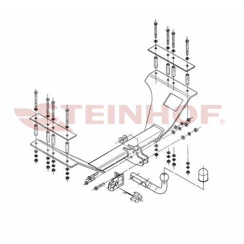 H-034 STEINHOF Фаркоп на Honda CR-V 2002-2007 без снятия и подрезки бампера. Тип шара: A. Нагрузки: 1500/100 кг, масса фаркопа 24 кг (без электрики в комплекте)