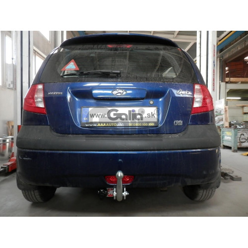 H068A GALIA Полностью оцинкованный фаркоп на Hyundai Getz 2006-2011. Особенности: противотуманная фара в середине заднего бампера. Тип шара: A. Невидимый вырез бампера. Нагрузки: 1200/44 кг, масса фаркопа 15,67 кг