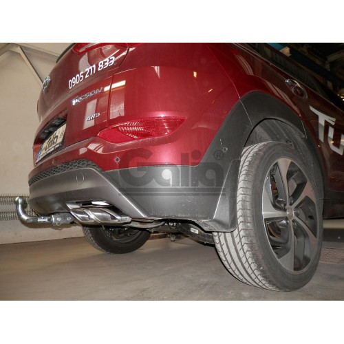 H095A GALIA Полностью оцинкованный фаркоп на Hyundai Tucson дорестайл 2015-2018 (установка без снятия и выреза бампера), Kia Sportage 4 дорестайл 2015-2018 (требуется невидимая подрезка бампера). Тип шара: A. Нагрузки: 2200/100 кг, масса фаркопа 15,22 кг