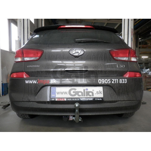H098A GALIA Полностью оцинкованный фаркоп на Hyundai i30 хетчбек 3/5 дверей 2016-2018. Тип шара: A. Установка без снятия и выреза бампера. Нагрузки: 1600/85 кг, масса фаркопа 13,42 кг