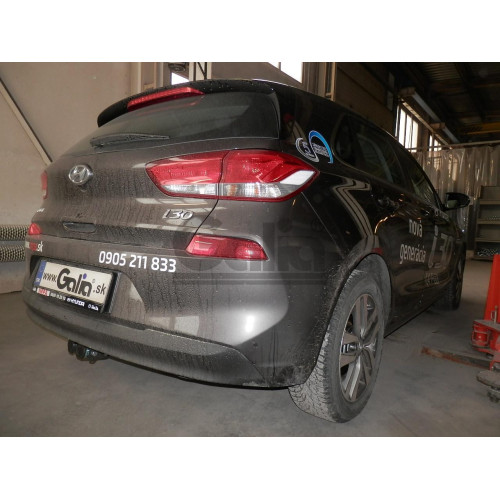 H098C GALIA Полностью оцинкованный фаркоп на Hyundai i30 хетчбек 3/5 дверей 2016-2018. Тип шара: C (горизонтальный съемный). Установка без снятия и выреза бампера. Нагрузки: 1600/85 кг, масса фаркопа 14,77 кг