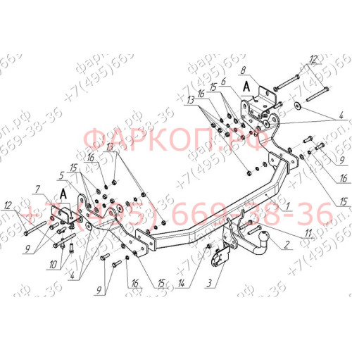 HY 26 AVTOS Фаркоп на Hyundai H1 2008-2018, 2018-2023. Необходима подрезка бампера. Тип шара: A. Нагрузки: 2000/90 кг, масса фаркопа 16,5 кг (без электрики в комплекте)