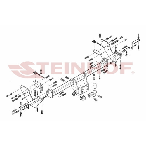 I-031 STEINHOF Фаркоп на Isuzu D-MAX бампер со ступенькой 2012-2021 без подрезки бампера. Тип шара: F. Нагрузки: 3500/140 кг, масса фаркопа 28,2 кг (без электрики в комплекте)