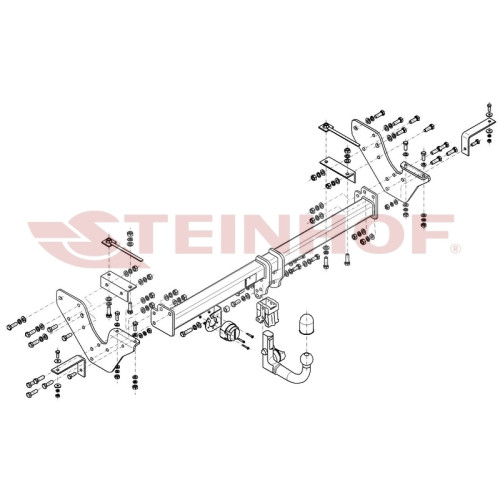 I-032 STEINHOF Фаркоп на Isuzu D-MAX бампер со ступенькой 2012-2021 без подрезки бампера. Тип шара: AV (вертикальное быстросъемное крепление шара на ключе). Нагрузки: 3500/140 кг, масса фаркопа 23,45 кг (без электрики в комплекте)