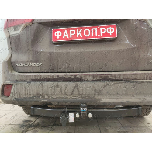 3088-F ORIS Фаркоп на Toyota Highlander 2014-2020. Необходима подрезка бампера. Тип шара: F. Нагрузки: 2000/120 кг, масса фаркопа 23,2 кг (без электрики в комплекте)