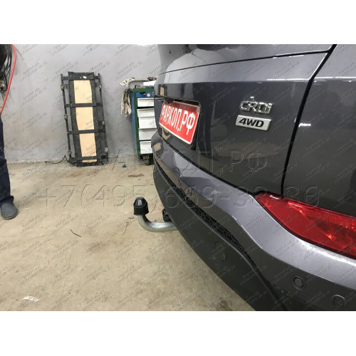 H095A GALIA Полностью оцинкованный фаркоп на Hyundai Tucson дорестайл 2015-2018 (установка без снятия и выреза бампера), Kia Sportage 4 дорестайл 2015-2018 (требуется невидимая подрезка бампера). Тип шара: A. Нагрузки: 2200/100 кг, масса фаркопа 15,22 кг