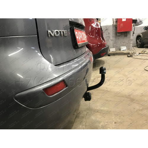 4355-A ORIS Фаркоп на Nissan Note 2006-2014. Необходима подрезка бампера. Тип шара: A. Нагрузки: 1100/50 кг, масса фаркопа 14,6 кг (без электрики в комплекте)