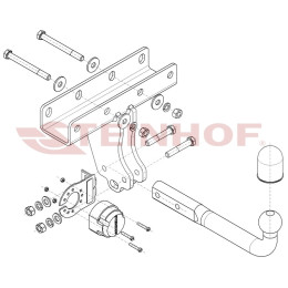 J-081 STEINHOF Фаркоп на Jeep Wrangler JL (кроме AdBlue) 2018- без снятия и подрезки бампера. Тип шара: A. Нагрузки: 3500/160 кг, масса фаркопа 10 кг (без электрики в ком