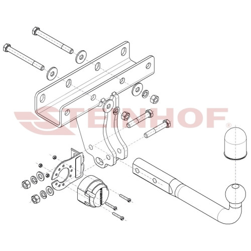 J-081 STEINHOF Фаркоп на Jeep Wrangler JL (кроме AdBlue) 2018- без снятия и подрезки бампера. Тип шара: A. Нагрузки: 3500/160 кг, масса фаркопа 10 кг (без электрики в комплекте)