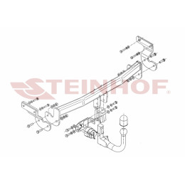 K-019 STEINHOF Фаркоп на Kia Optima седан 2012-2016. Требуется подрезка бампера. Тип шара: AV (вертикальное быстросъемное крепление шара на ключе). Нагрузки: 
