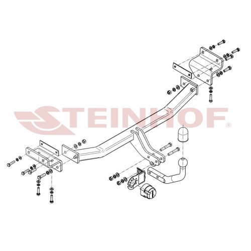 K-055 STEINHOF Фаркоп на Kia Ceed хетчбек 5 дверей (JD) 2012-2018, Hyundai i30 хетчбек 3/5 дверей 2012-2017 без снятия и подрезки бампера. Тип шара: A. Нагрузки: 1500/75 кг, масса фаркопа 19,3 кг (без электрики в комплекте)