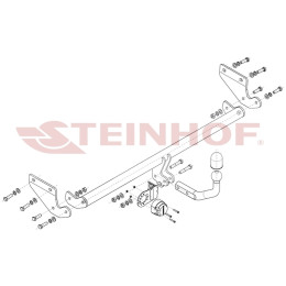 K-081 STEINHOF Фаркоп на Kia Rio II седан 2005-2009 без снятия и подрезки бампера. Тип шара: A. Нагрузки: 1100/70 кг, масса фаркопа 15,3 кг (без электрики в комплект