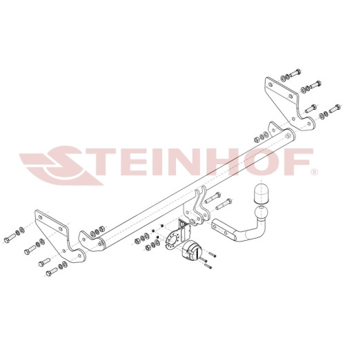 K-081 STEINHOF Фаркоп на Kia Rio II седан 2005-2009 без снятия и подрезки бампера. Тип шара: A. Нагрузки: 1100/70 кг, масса фаркопа 15,3 кг (без электрики в комплекте)