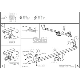 K029C GALIA Полностью оцинкованный фаркоп на Hyundai i30 хетчбек FD 2007-2010, Kia Ceed хетчбек 2006-2012, в т.ч. Kia Pro-Ceed. Тип шара: C (горизонтальный съемный). Невидим