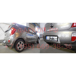 K036C GALIA Полностью оцинкованный фаркоп на Kia Picanto 2011-2017. Тип шара: C (горизонтальный съемный). Установка без снятия и выреза бампера. Нагрузки: 900