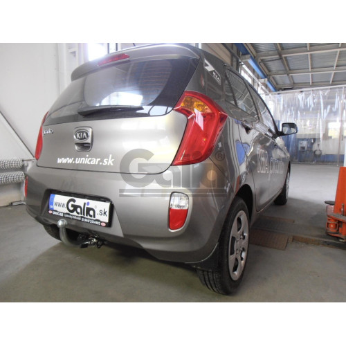 K036C GALIA Полностью оцинкованный фаркоп на Kia Picanto 2011-2017. Тип шара: C (горизонтальный съемный). Установка без снятия и выреза бампера. Нагрузки: 900/28 кг, масса фаркопа 12,07 кг