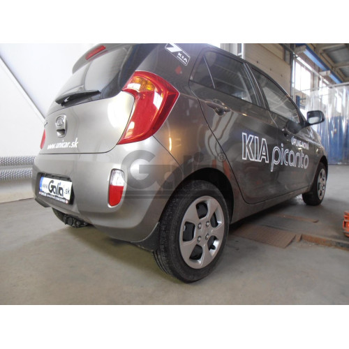 K036C GALIA Полностью оцинкованный фаркоп на Kia Picanto 2011-2017. Тип шара: C (горизонтальный съемный). Установка без снятия и выреза бампера. Нагрузки: 900/28 кг, масса фаркопа 12,07 кг