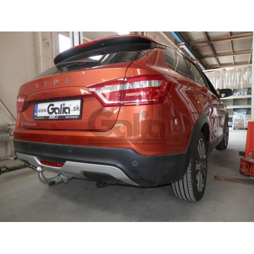 L025A GALIA Полностью оцинкованный фаркоп на Lada Vesta седан/универсал (установка без выреза бампера), в т.ч. SW Cross 2015-2022 (установка с подрезкой бампера). Подрозетник убирается за бампер. Тип шара: A. Нагрузки: 1400/75 кг, масса фаркопа 15,02 кг
