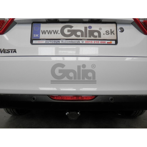 L025A GALIA Полностью оцинкованный фаркоп на Lada Vesta седан/универсал (установка без выреза бампера), в т.ч. SW Cross 2015-2022 (установка с подрезкой бампера). Подрозетник убирается за бампер. Тип шара: A. Нагрузки: 1400/75 кг, масса фаркопа 15,02 кг
