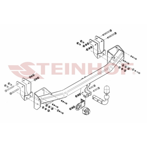 M-356 STEINHOF Фаркоп на Mitsubishi Outlander 2012-2019, 2019-2022. Требуется подрезка бампера. Тип шара: A. Нагрузки: 2000/100 кг, масса фаркопа 22,2 кг (без электрики в комплекте)