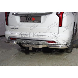 TCU00279N ТСС Фаркоп на Mitsubishi Pajero Sport 2021- с накладкой с надписью Pajero Sport без подрезки бампера. Тип шара: E (шаровый узел под американский квадрат с 
