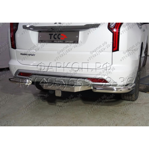 TCU00279N ТСС Фаркоп на Mitsubishi Pajero Sport 2021- с накладкой с надписью Pajero Sport без подрезки бампера. Тип шара: E (шаровый узел под американский квадрат с нержавеющим шаром). Нагрузки: 2500/120 кг