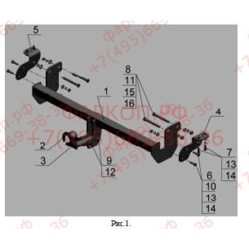 MI 23 AVTOS Фаркоп на Mitsubishi ASX 2010-2022, Citroen C4 Aircross 2012-2016, Peugeot 4008 2012-2016. Необходима подрезка бампера. Тип шара: A. Нагрузки: 1250/75 кг, масса фаркопа 20 кг (без электрики в комплекте)