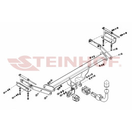 N-021 STEINHOF Фаркоп на Nissan Juke, только 2WD 2011-2019. Требуется подрезка бампера. Тип шара: AH (горизонтальное быстросъемное крепление шара на ключе). Наг