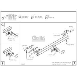 O057A GALIA Полностью оцинкованный фаркоп на Opel Frontera B 1998-2004. Тип шара: A. Установка без снятия и выреза бампера. Нагрузки: 2800/112 кг, масса фаркопа 18,7