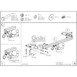 O064C GALIA Полностью оцинкованный фаркоп на Opel Meriva 2010-2017. Подрозетник убирается за бампер. Тип шара: C (горизонтальный съемный). Без выреза бампе