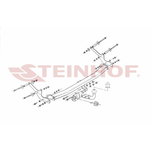 R-022 STEINHOF Фаркоп на Renault Clio III хетчбек 3/5 дверей 2005-2012 без снятия и подрезки бампера. Тип шара: A. Нагрузки: 1200/75 кг, масса фаркопа 13,4 кг (без электрики в комплекте)
