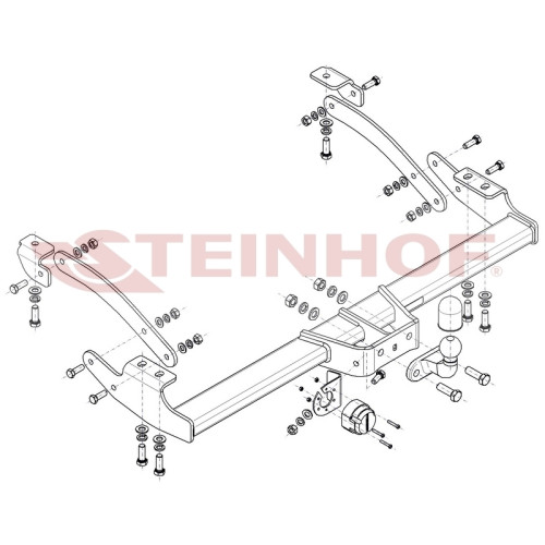 R-141 STEINHOF Фаркоп на Renault Trafic III фургон/микроавтобус 2014-, Opel Vivaro B 2014-2019, FIAT Talento 2016-2020, Nissan NV300 L1,L2 2016-2021, Nissan Primastar 2021- без снятия и подрезки бампера. Тип шара: F. Нагрузки: 2500/120 кг (без электрики в