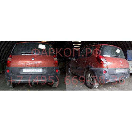 R068A GALIA Полностью оцинкованный фаркоп на Renault Grand Scenic II, Scenic II, Megane II хетчбек 2004-2009, в т.ч. модели с парктрониками. Подрозетник убирается за бампер. Тип шара: A. Без выреза бампера. Нагрузки: 1300/75 кг, масса фаркопа 17,01 кг