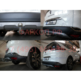 R096A GALIA Полностью оцинкованный фаркоп на Renault Espace 2015-2022. Подрозетник убирается за бампер. Тип шара: A. Установка без выреза бампера. Нагрузки: 2
